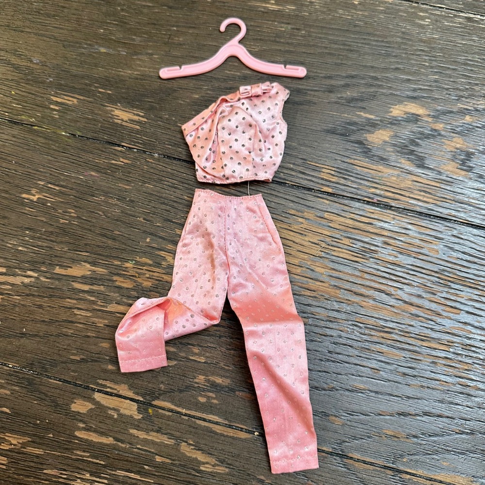 Mattel 1963 Vintage Barbie 2 Pc Studded Satin Tank & Pants Set